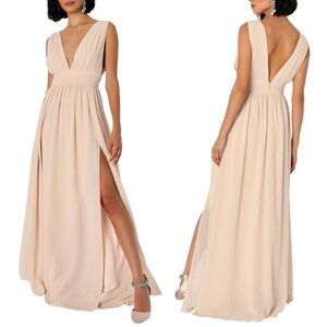 NWT Lulus Heavenly Hues Cream Maxi Gown Dress Size M Sold Out Color